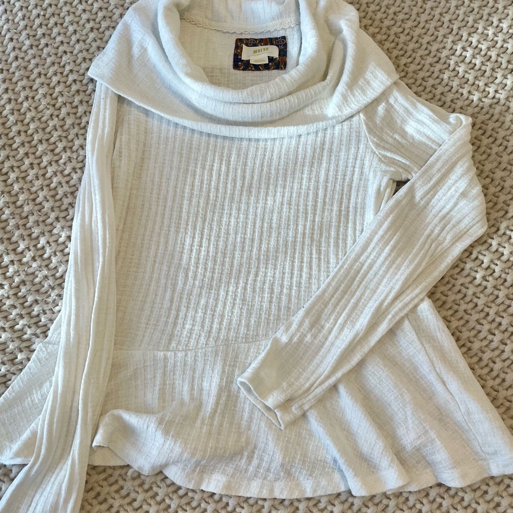 Maeve White Ribbed Sweater